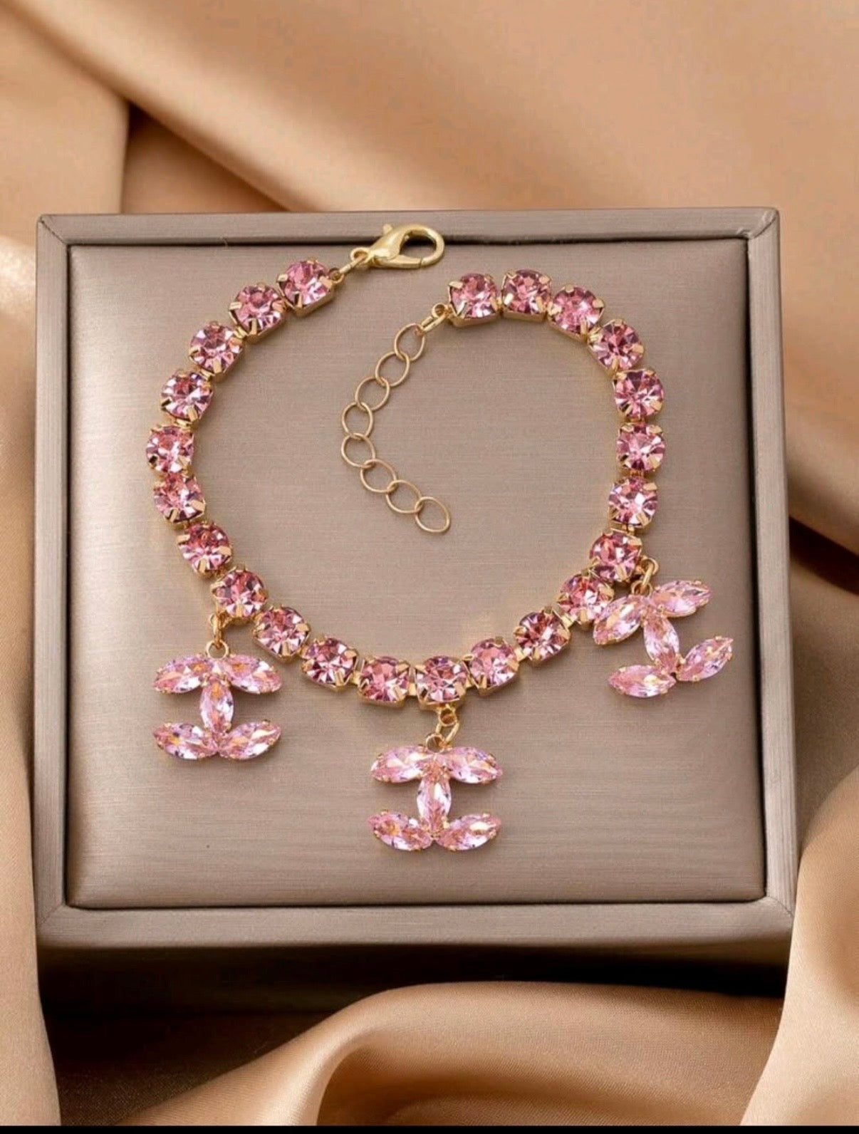 Chanel Pink Rhinestone Bracelet
